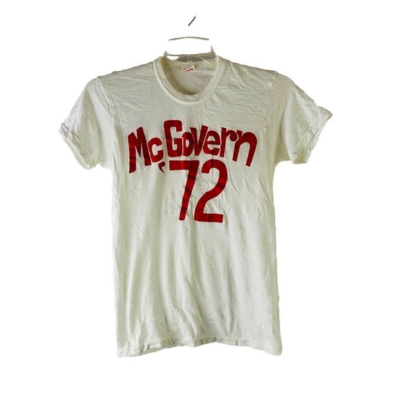 VTG 70s McGovern '72 Short Sleeve Paper Thin T Shirt USA Medium